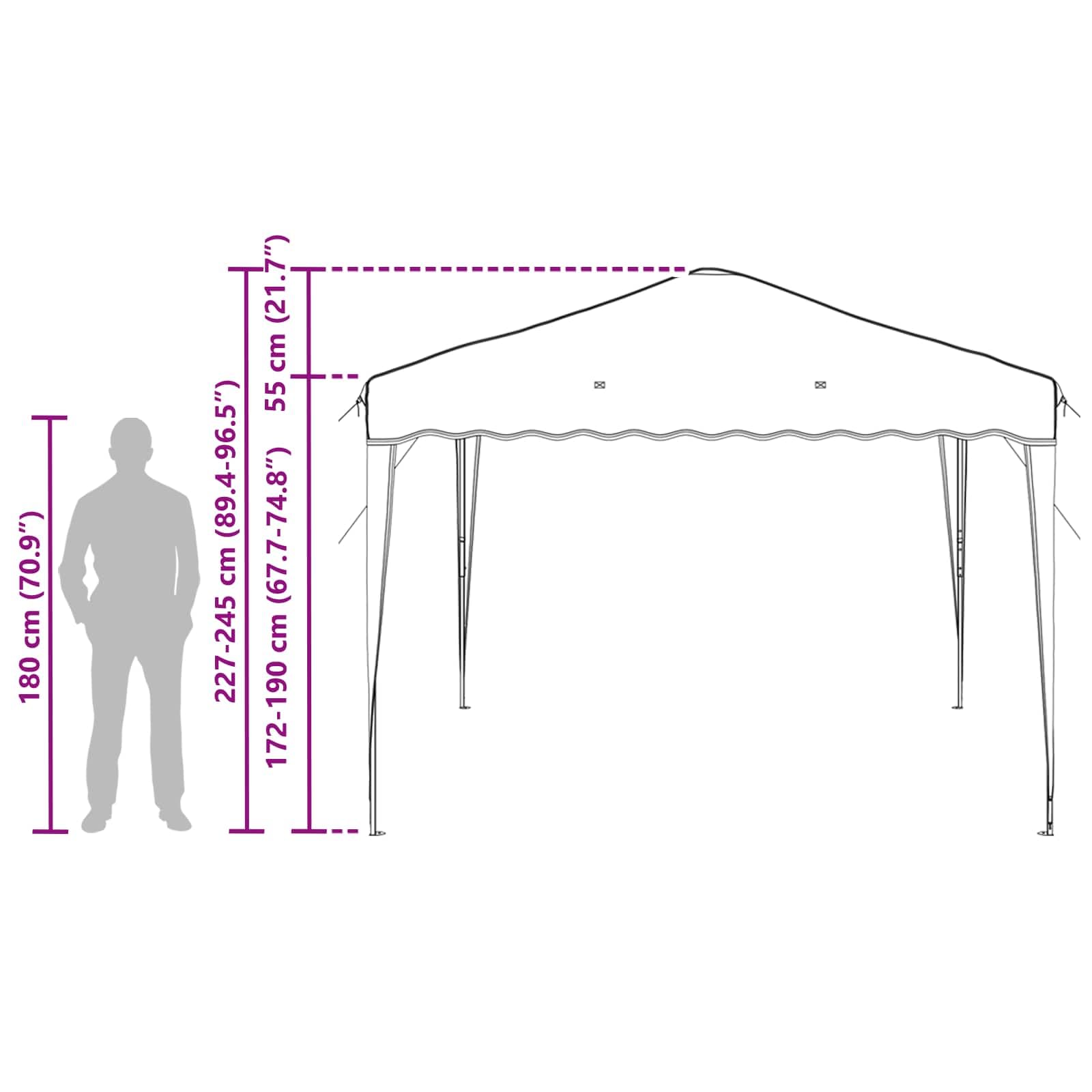 Namiot imprezowy Pop-up bordowy z tkaniny Oxford, 288 x 288 x 245 cm, z ochroną UV i odporną na warunki atmosferyczne metalową ramą, do ogrodu, na taras, kemping i imprezy