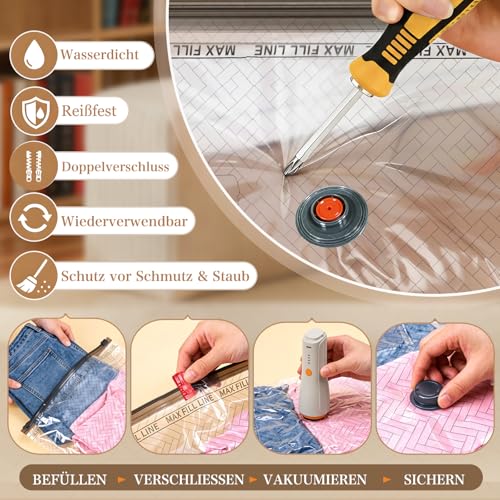 Vakuumbeutel für Kleidung mit Kabelloser Vakuumpumpe, 11 Stück – Ansicht 5