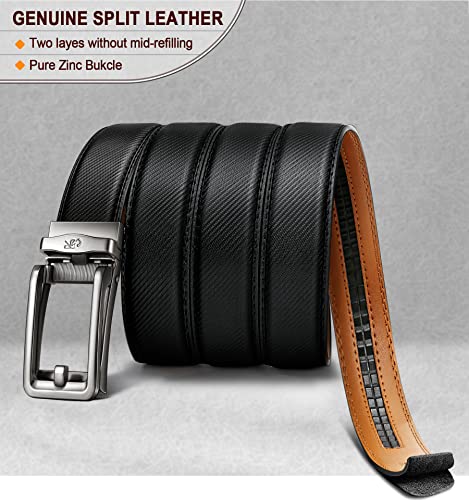 Kemisant Belt For Boys, Leather Ratchet Click Belt For Boys Dress Casual Pants Oxfords 1.1" #TOP2