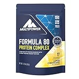 Multipower Formula 80 Protein Complex – Mehrkomponenten Protein Pulver für den Muskelaufbau – Proteinpulver mit Casein für eine langfristige Versorgung mit cremigem Lemon Cheesecake Geschmack – 510 g