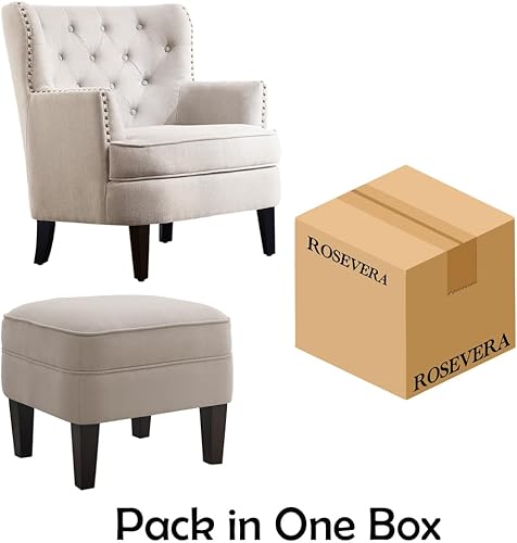 Miniatura 35 de Rosevara Atlas - Silla decorativa moderna de mediados de siglo, sillón tapizado con cojín suave para sala de estar, dormitorio y espacios pequeños