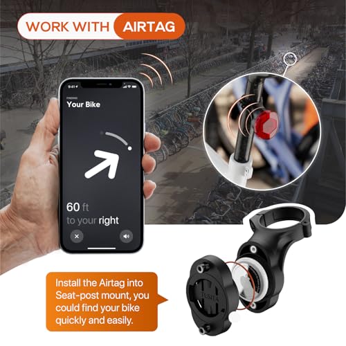 Image of TUSITA Airtag Bike Mount, Hidden Bicycle Seatpost Mount Compatible with Airtags & Garmin Varia, Anti-Theft Air tag GPS Tracker Bike Reflector Holder (Pack of 2)