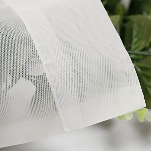 Image of Chyhomenyc Ivory Sheer Valance for Windows, 42Wx12L, 2 Pack | Light Filtering Voile Soft Airy Topper Small Window Treatment Rod Pocket, Living Room Bedroom Laundry Basement