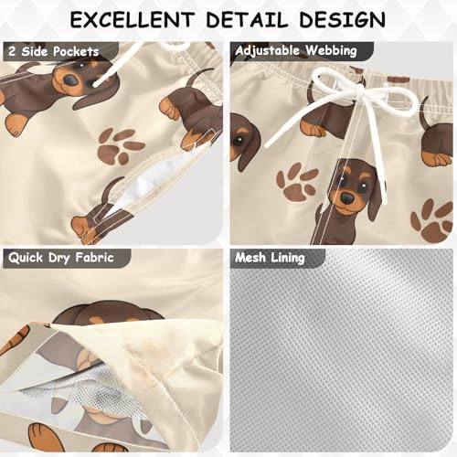 OREZI Boys Swim Trunk Shorts Dachshund Dog Brown Dog Bathing Suit for Kids3