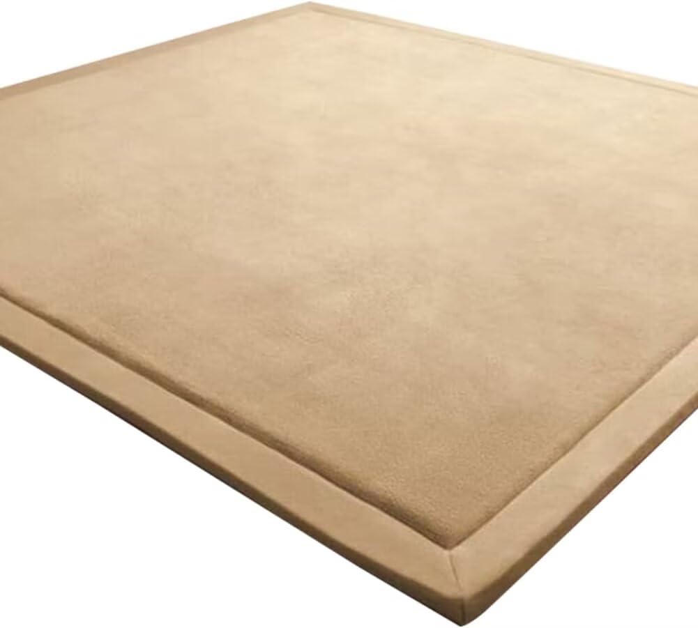 LEHOUR Verdickung Korallen Samt Teppich Kinder Krabbeldecke Weiche Tatami Teppiche Kinder rutschfeste Vergrößern Spielmatte (Naturbraun, 200 * 400CM)