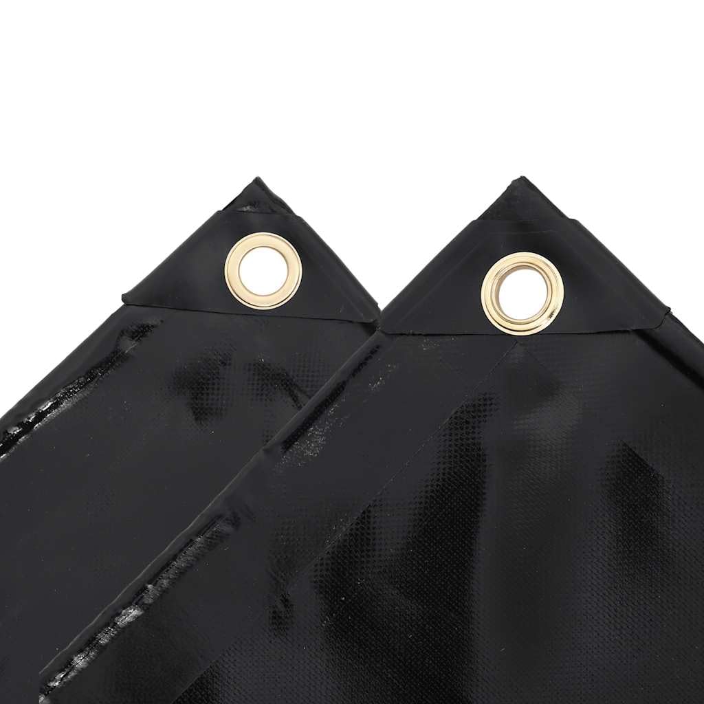 Mangloder Telone 650 g/m², 6 x 8 m, nero, con rivestimento in PVC, impermeabile e antistrappo, resistente ai raggi UV, con occhielli in metallo, per giardino, rimorchio, cantiere, protezione per