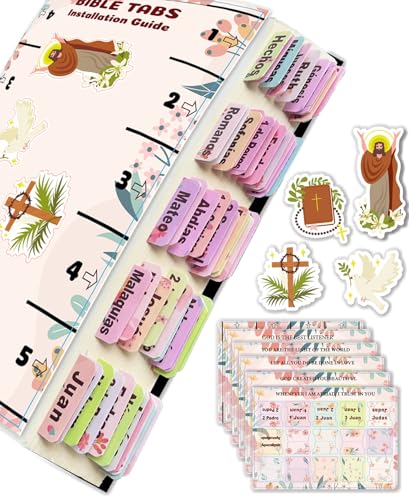Spanish Bible Tabs for Women Floral Design Personalized Bible Journaling Tabs Large Print Bible Book Index Tabs Labels Bible Study Supplies