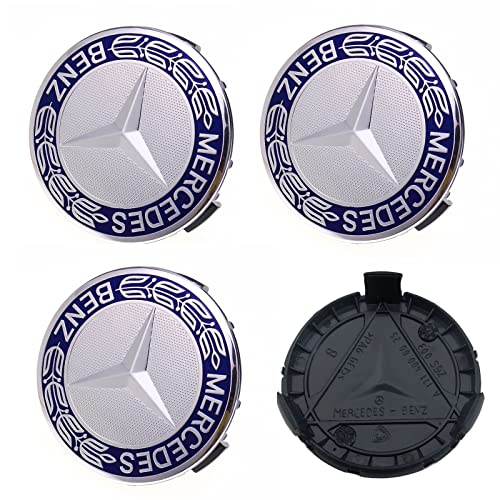 JAMETAI 4 pièces Auto Cache Moyeux pour Mercedes Benz 75MM Cache Moyeu Aluminium+ABS Cache de Roue Centrale ABS Accessoires de Voiture Cover