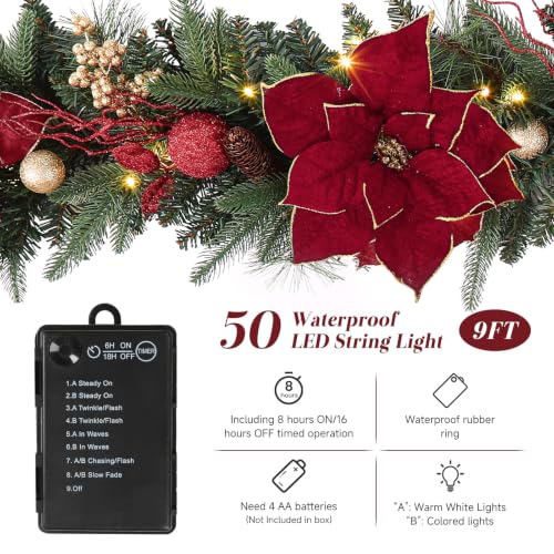 9FT Prelit Christmas Garland with Multi-Color LED Lights - image 4