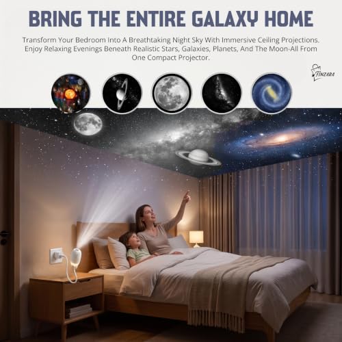 Image of Space Rocket Galaxy Projector, 360 Rotating Starry Sky Nebula Night Lamp with USB Mini LED Projection Light, Magic Ceiling Wall Decor Projector for Kids Room Bedroom Gift (5 Slides)