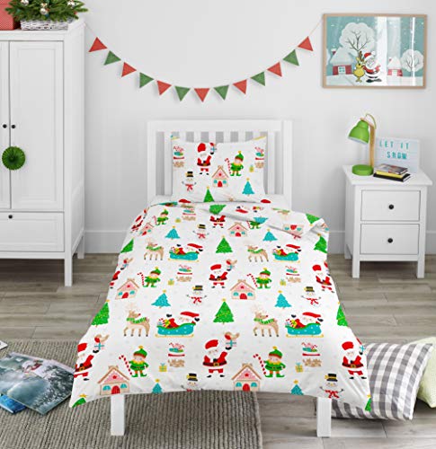 Bloomsbury Mill - Feliz Navidad - Magia Del Invierno - Juego De Cama Para Niño - Funda Nórdica Y Funda De Almohada 135cm x 200cm