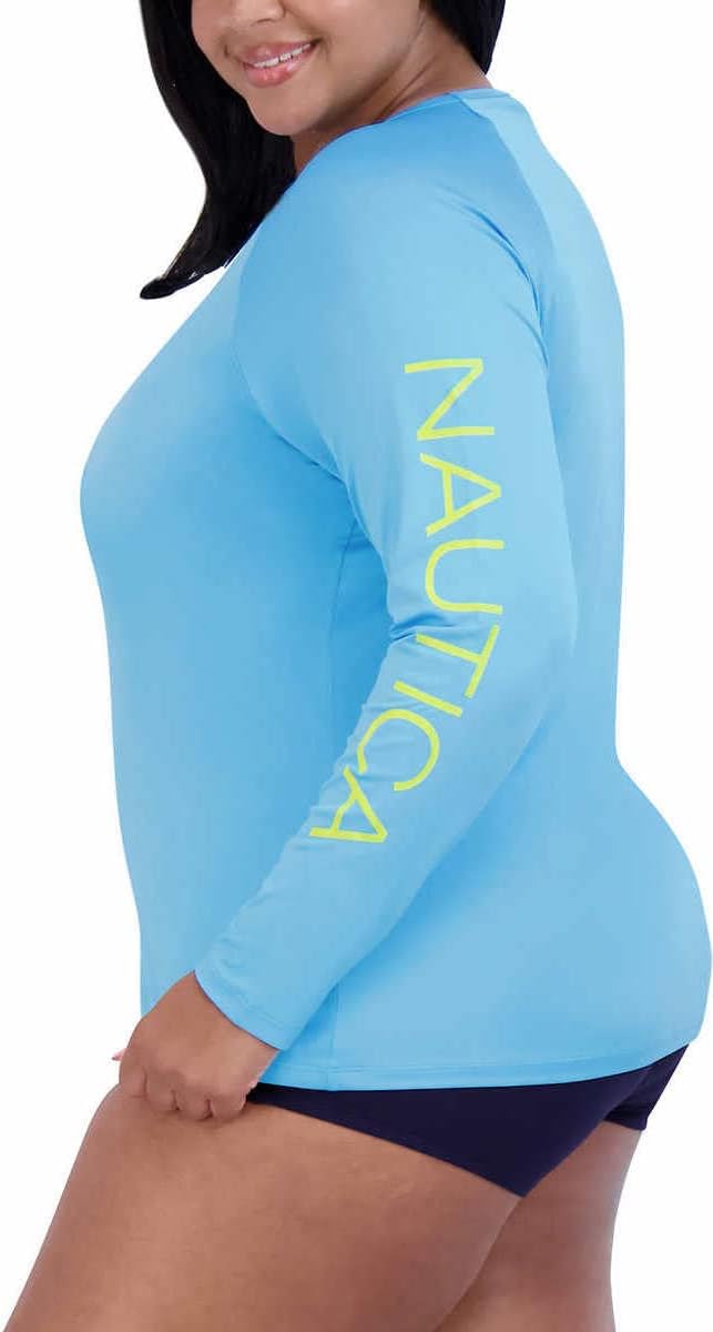 Nautica Women's Long Sleeve Rashguard – Quick-Dry, UPF Protection, Swim Shirt, Pool, Beach, Hiking, Yoga, Volleyball
