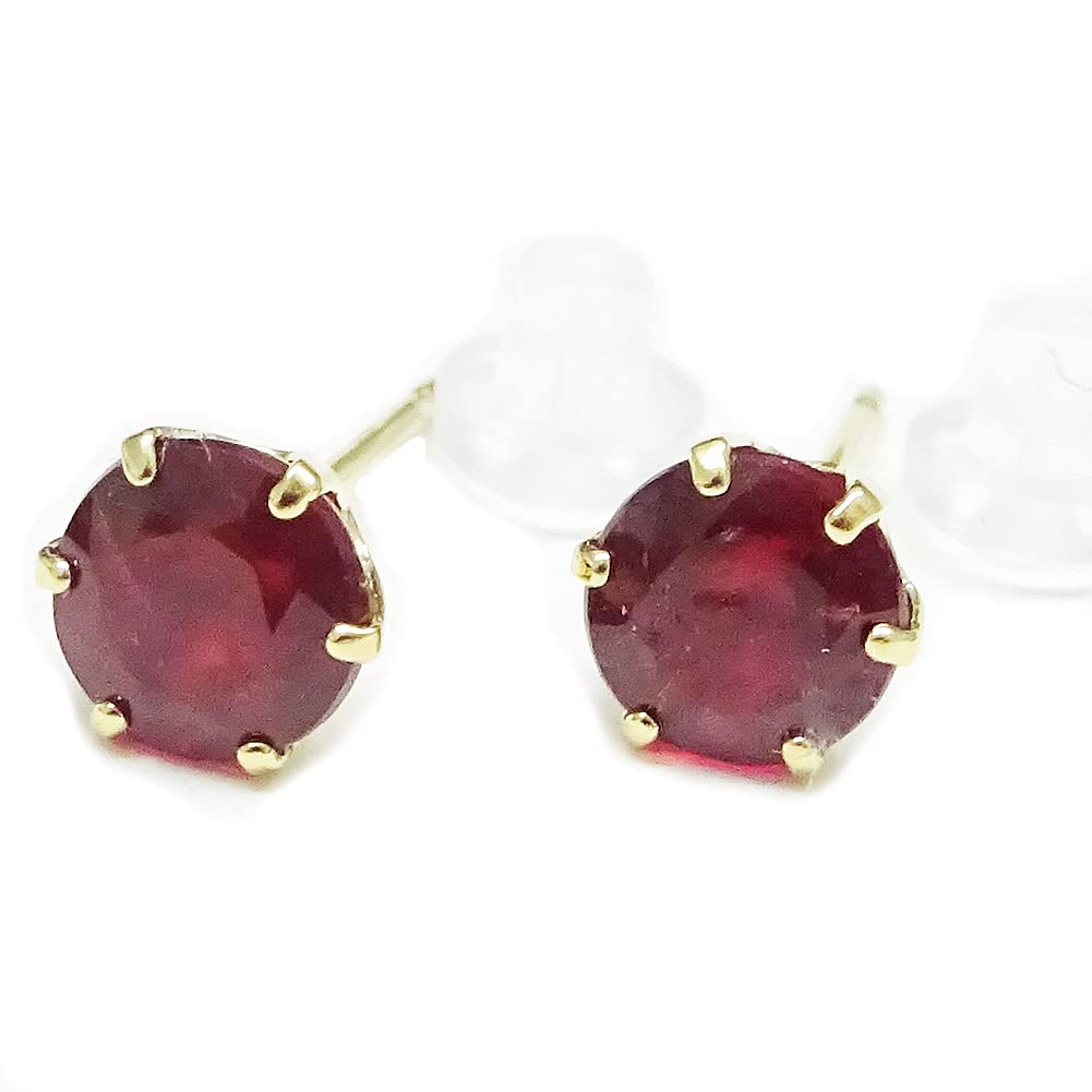 Amazon.co.jp: 18金 ルビー スタッド ピアス・1カラットタイプ 