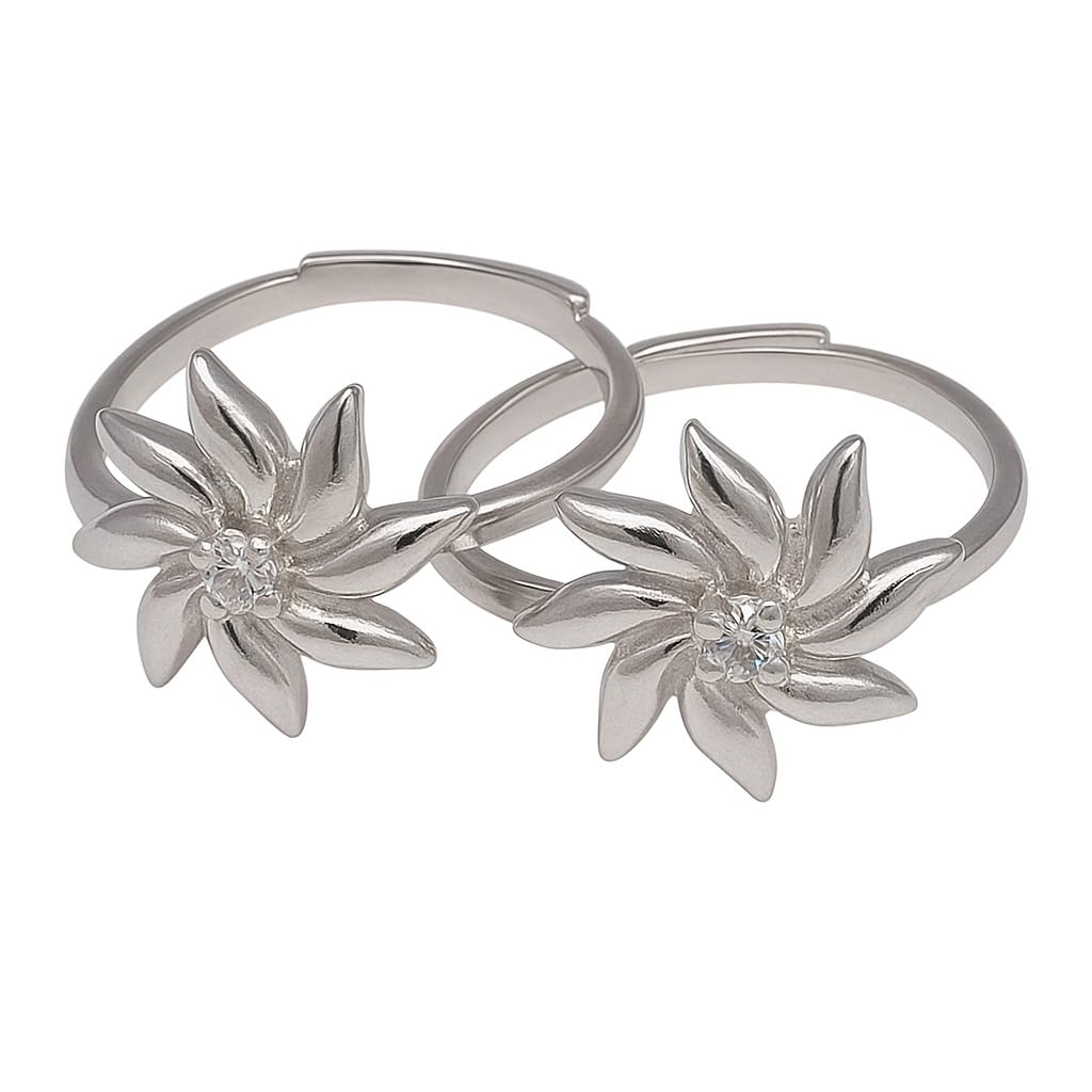 lbv 925 Sterling Silver Floral Toe Ring for Women with CZ Stone | Adjustable and comfortable Boho Toe Ring | Ethnic & Casual Wear Feet Jewellery-picture-22