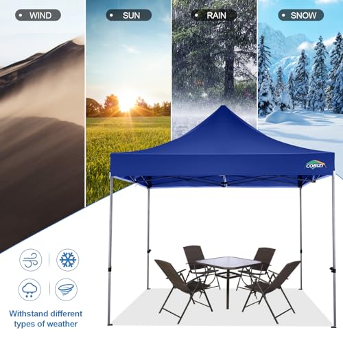 COBIZI-10×10-Pop-Up-Canopy-Tent-10×10-Easy-up-Canopy-Heavy-Duty-Outdoor-Canopy-UPF-50-All-Weather-Waterproof-Instant-Party-Tents-for-Parties-Gazebo-with-Handbag-Navy-BlueWindproof-Upgraded COBIZI 10×10 Pop Up Canopy Tent 10×10 Easy up Canopy Heavy Duty Outdoor Canopy UPF 50 All Weather Waterproof Instant Party Tents for Parties Gazebo with Handbag Navy BlueWindproof Upgraded