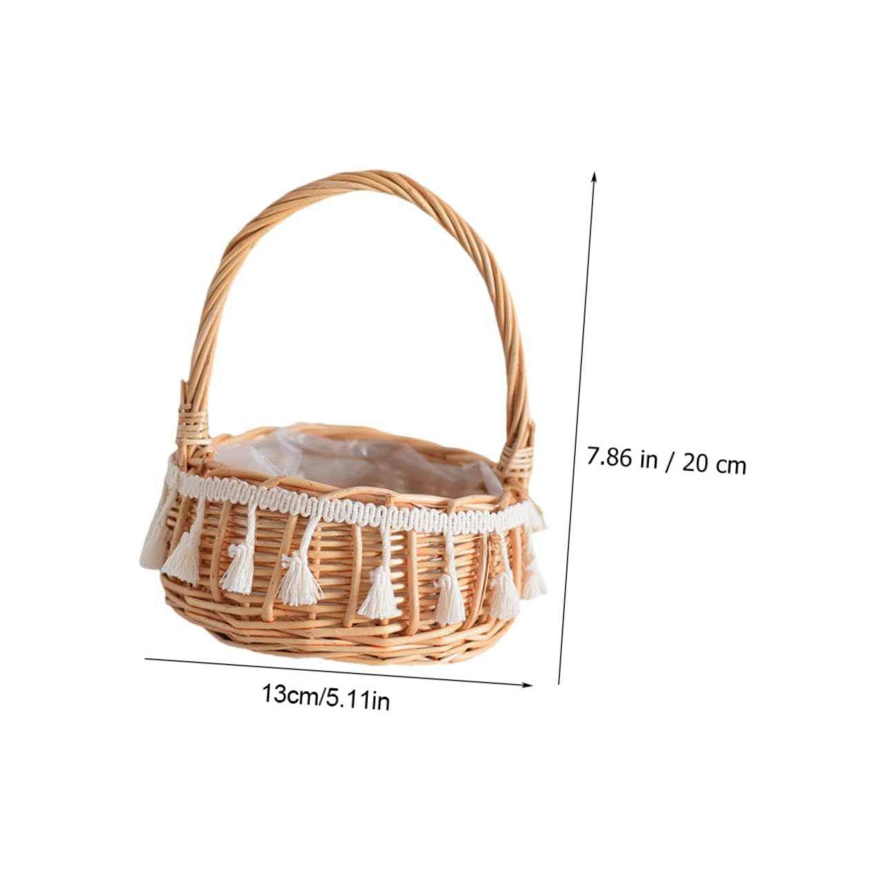 PRETYZOOM 2Pcs Small Woven Flower Girl Baskets with Tassels for Weddings Rustic Rattan Storage Baskets for Bridesmaids and Flower
