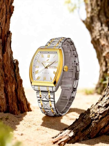 Image of Daniel Hechter Duroc Collection Luxury Watch for Men with Roman Indices, Day-Date Display and Two-Tone Studded Stainless Steel Strap