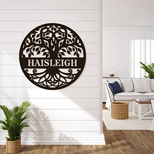 Custom Metal Sign - Tree Of Life Wall Art - Family Tree Metal Wall Decor - House Warming Gifts New Home Couple - Metal Signs Customized Indoor Or Outdoor - Metal Name Signs Personalized - Monogram Wall Decor -House Name Plates - Personalized Wedding Gift(Style8) #TOP24