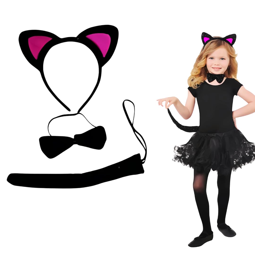 ShopziniaInstant Cat Set Cat Ears Headband Bow Tie Tail for Cosplay Costume Party