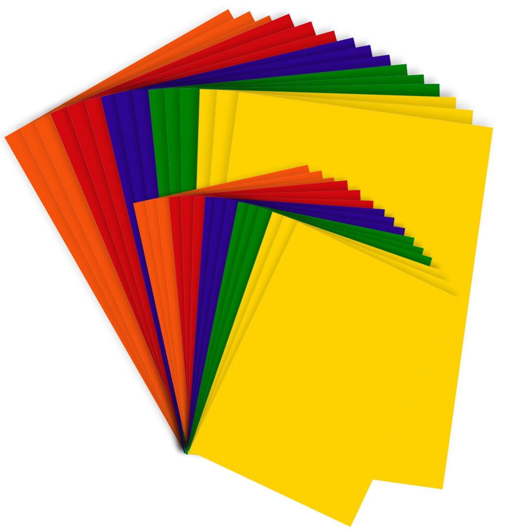 Coloured Card – 45 Sheets of 250gsm Craft Paper (15×A4 & 30×A5), 5 Assorted Colours, Single-Sided Coloured Cardstock Ideal for Card Making, DIY Crafts, Scrapbooking and School Projects