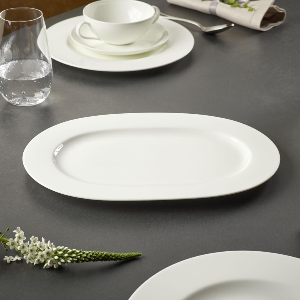 Villeroy & Boch 10-4545-2940 Anmut Platte oval (2), Porzellan, Weiß, 44.5 x 33.2 x 4 cm, 1 Einheiten
