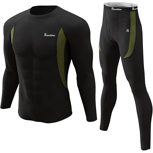 romision Thermal Underwear for Men Long Johns Fleece Lined Hunting Gear Bottom Top Set Base Layer for Cold Weather Gift