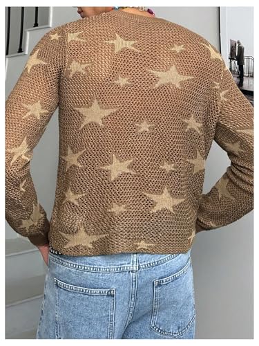 Floerns Men's Y2k Star Print Crochet Knitted Sweater Vintage Pullover Tops2