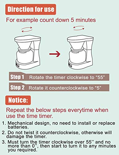 image for Tubeshine Cute Kitchen Timer, 60 Minute Mechanical Time Manager No Bat