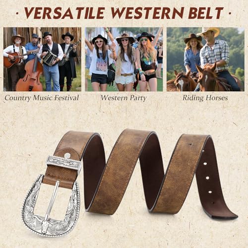 Image of BELTROAD Western Belts for Men Women 1.5 inch Vintage Country Belt for Jeans