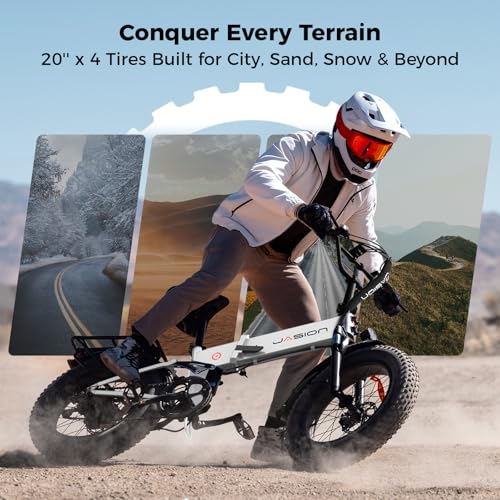 Image of Jasion X Hunter /PRO Electric Bike for Adults,1800W /1400W Peak 20''Fat Tire Foldable Ebike,Folding E Bike Up to 80 /70 Miles Range,720 /624WH Removable Battery,30 MPH E Bike,Certified by UL2849