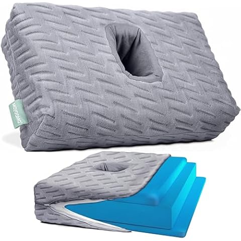MOYOAMA Mini Ear Piercing Pillow for Side Sleepers - Ear Pillow with Ear Hole for Side Sleepers, Donut Pillow for Ear Piercing, Ear Pillows with Holes for Ear Pain & Pressure, CNH Pillow with Ear Hole Cover