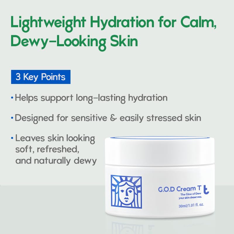 Fromgod -the Glow Of Dew your skin deserves- G.O.D Cream T – Hydrating & Calming Face Cream – Lightweight Korean Moisturizer for Soft, Balanced Skin (30ml/1.01 fl. oz.) - Image 2