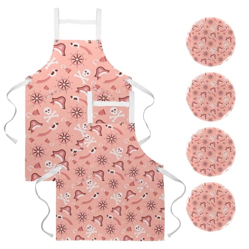 Tablier de cuisine pour nettoyage de la maison et restaurant anti taches rose