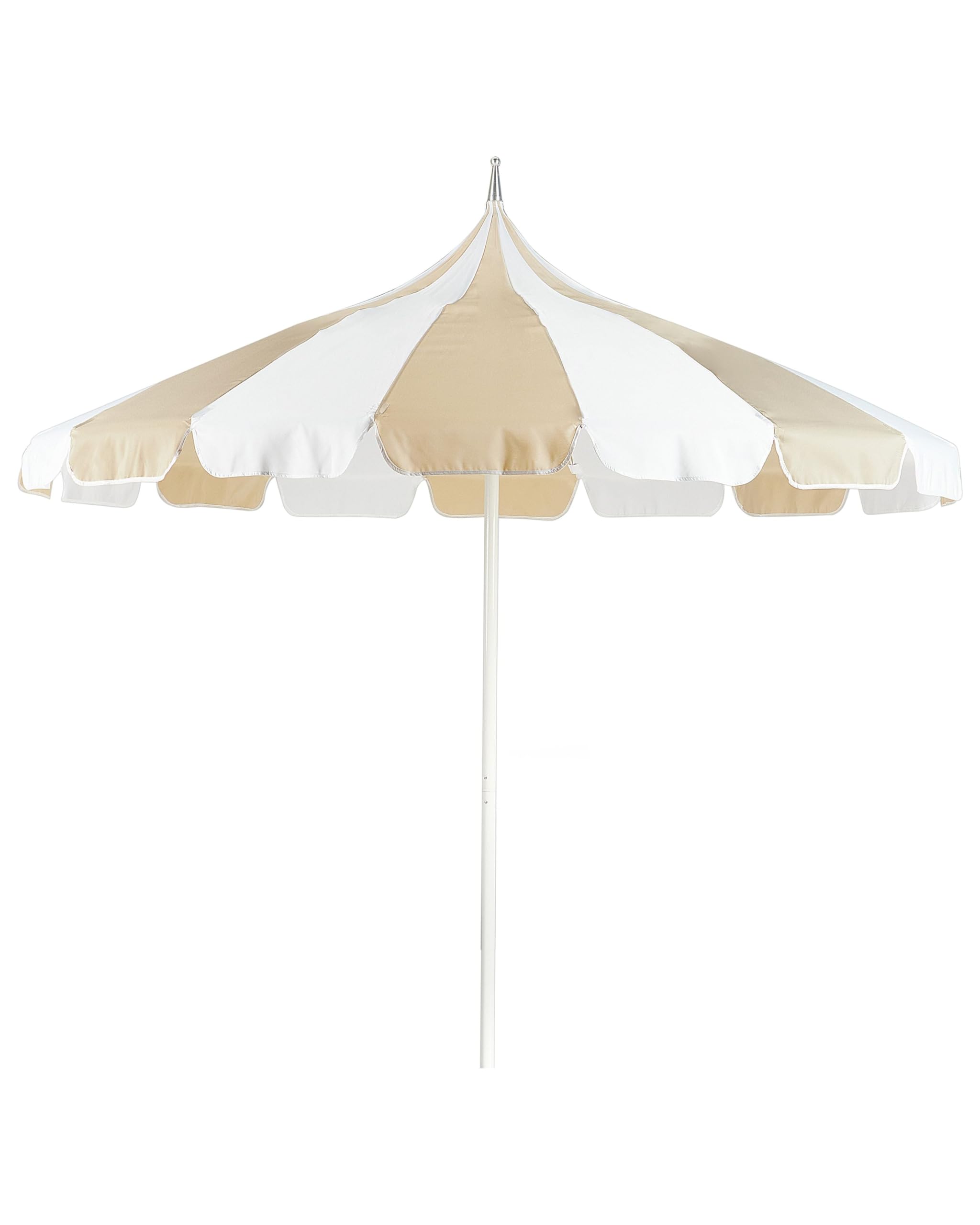 Beliani Elegante ombrellone da giardino ⌀ 245 cm palo in alluminio bianco tessuto poliestere beige e bianco