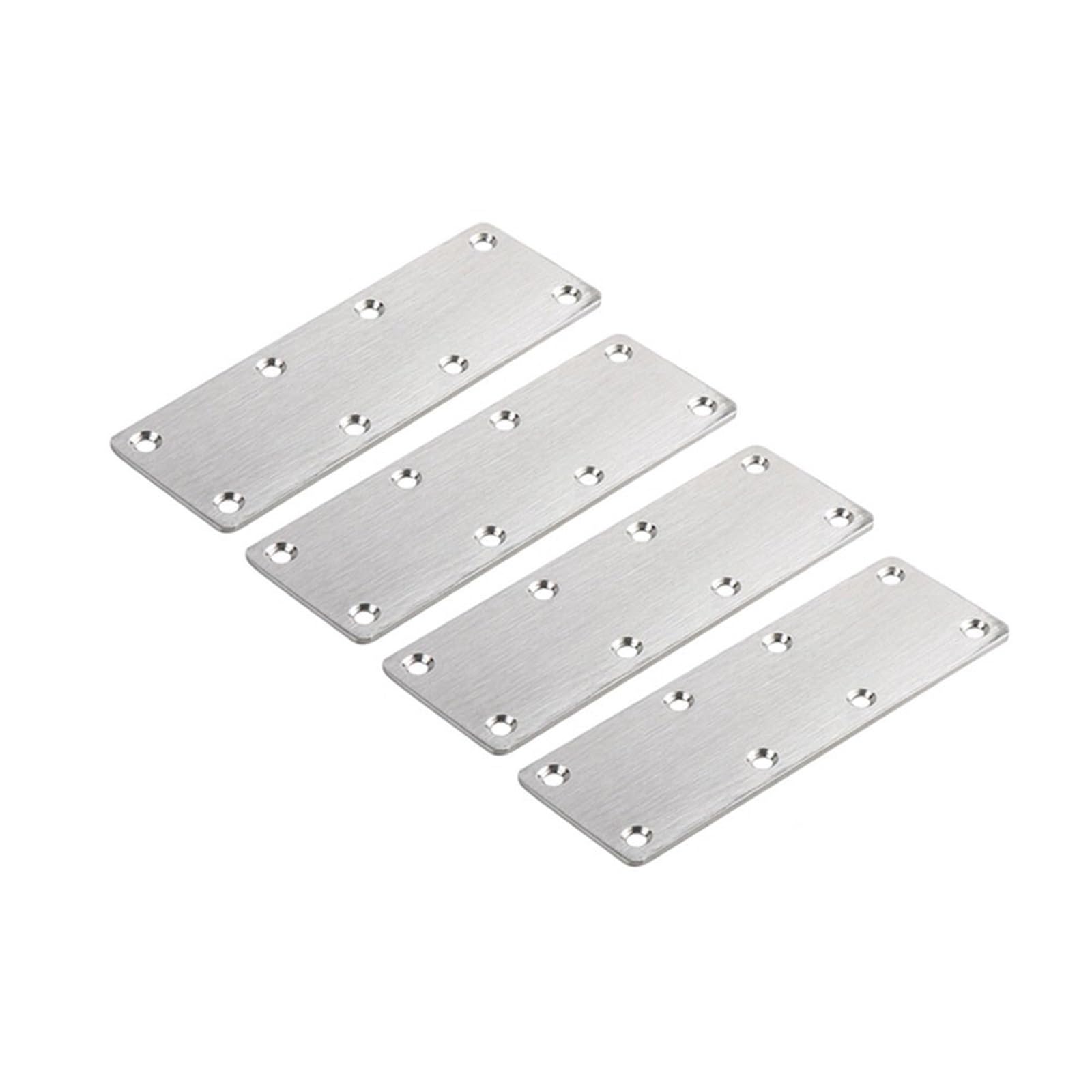 Stainless Steel Flat Straight Brackets 6PCS Angle Code Fixing Bracket Stainless Steel Plate for Furniture Quick Links 8 Hole Tables Chairs Fixed Connector for Wood