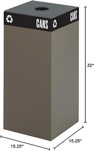 Miniatura 3 de Safco Products 2982BR - Base de receptáculo de reciclaje cuadrada pública, 31 galones (parte superior se vende por separado), color marrón