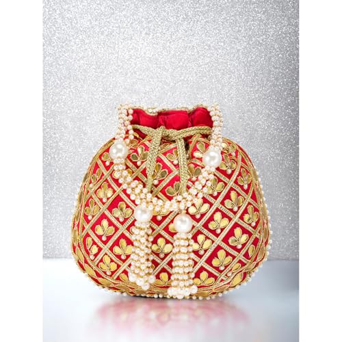 Image of Aheli Embroidered Potli Bag Gift for Women Handmade Ethnic Purse Evening Handbags Stylish Bridal Fashion Clutch Bag