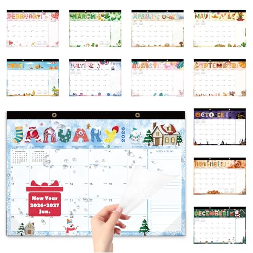 2026-2027 Desk Calendar, Large 17 x 12 18 Months Wall/Desk Monthly Planner with US Holiday Theme Thick Cardboard Paper Big Memo Block for Teachers,Office, Academic & Family Planning