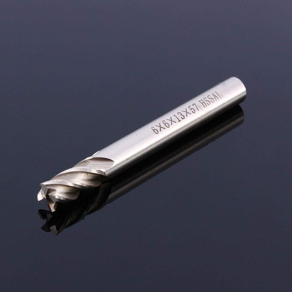 Set di frese 6 mm con 4 scanalature, fresa a codolo cilindrico con punta dritta per ferro acciaio legno, 1 pezzo, 6mm*6mm*13mm*57mm