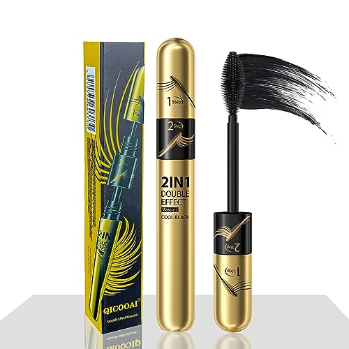 2 in 1 Black Mascara Volume Length 4D mascara - Liquid Lash Extension for 5X Longer, Fuller Waterproof Eyelashe (1pcs)