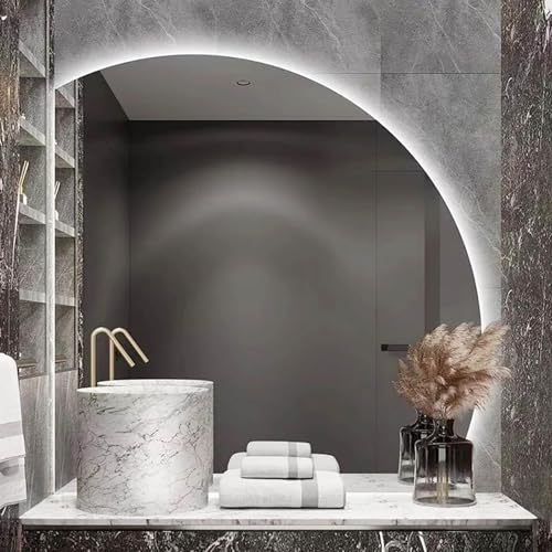 ZYBOWAYL �s�K�����~LED�o�X���[���~���[ 70/80/90/100cm �^�b�`�X�C�b�`�t�� �Ǌ|�����~�����~���[�܂�h�~ 3�F�����Ɩ����ϋ� �X�}�[�g�o�b�N���C�gHD�Ǐ��苾 �����t���ȒP(Left Under Cut,80*80cm/32*3