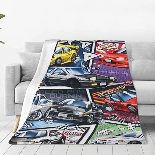 頭文字D 毛布 ブランケット 大判 フリーサイズ 暖かい 軽量 ふわふわ 一人用 ソファ ベッド オフィス 膝掛け 洗える 秋冬50"x40"