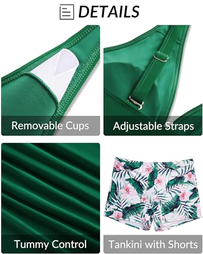 Image of Yonique Womens Plus Size Swimsuits with Shorts Tummy Control Tankini Two Piece Bathing Suits Athletic Swimwear