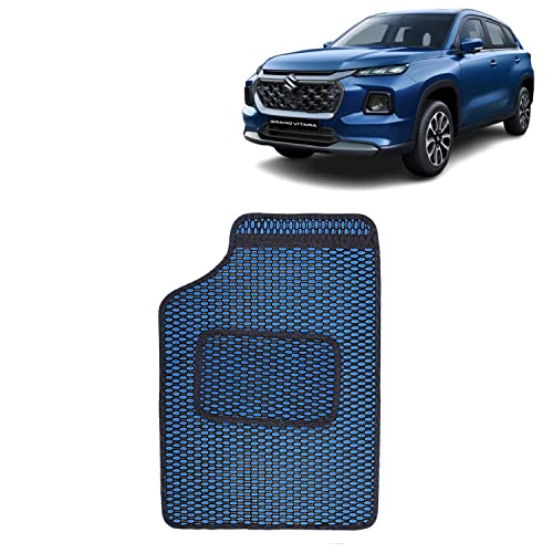 Image of Kingsway Dotted Design Car Floor Foot Mats Universal Fit for Maruti Suzuki Grand Vitara, Model Year : 2022 Onwards, Water and Dustproof, Color Blue, Set of 5 Pieces