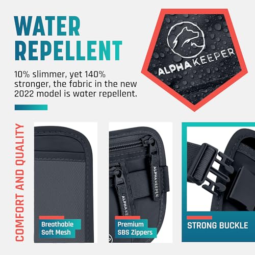 Image of Alpha Keeper Money Belt for Travel Hidden Under Clothes - RFID Blocking Passport Holder & Slim Waist Wallet Pouch for Women & Men, Anti-Theft Travel Accessories