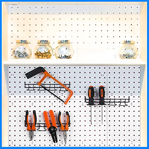 Coume 4 Pieces Pegboard Pliers Holders, Stainless Steel Pegboard Hooks Accessories Shelving Display Hooks Multi Ring Tool Holders Four Tool Multi Tool Organizer Racks For Shop Store Supermarket thumb #5