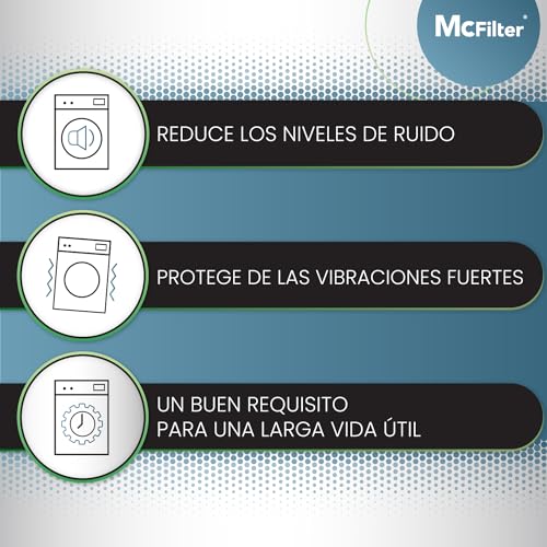McFilter | 4 amortiguadores de vibraciones para lavadoras y secadoras | Amortiguador de vibraciones universal compatible con Bosch, Siemens, AEG | Alfombrilla antideslizante para lavadora - negro - Image 4