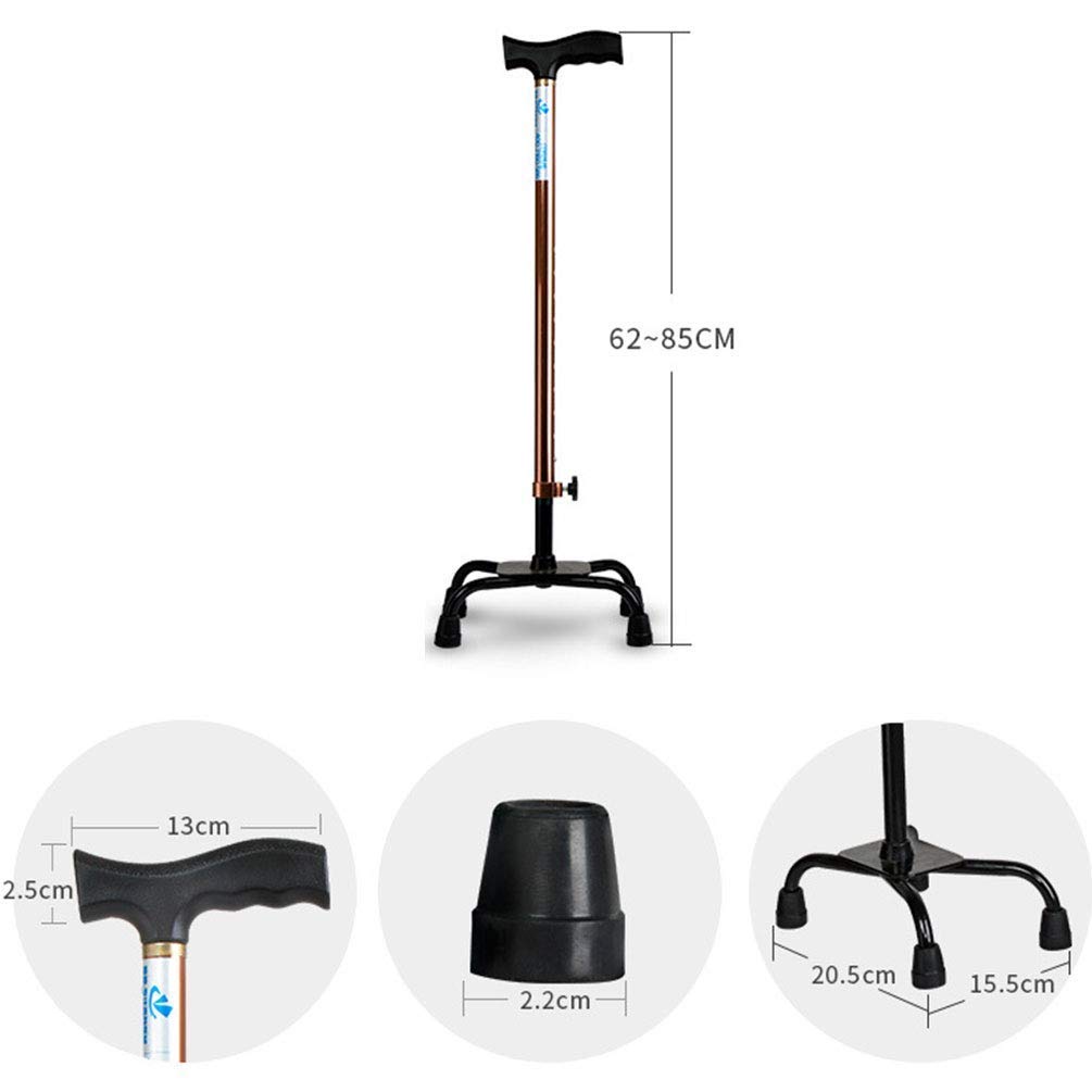 Self Standing Cane - with 4 Feet for Stability Support - Four