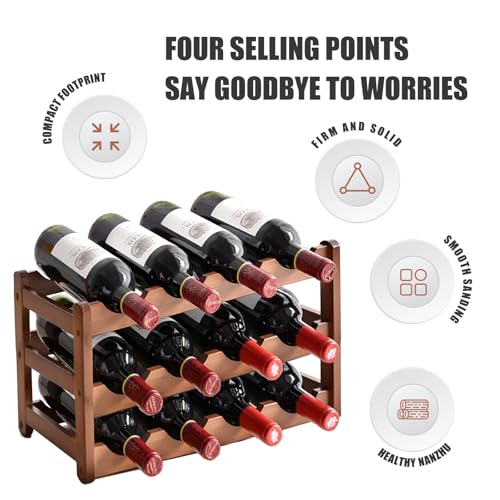 Wenbones Wijnflessenhouder, flessenhouder van bamboe voor flessen, wijnrek voor thuis, kelder, bar, keuken, rek - Afbeelding 6