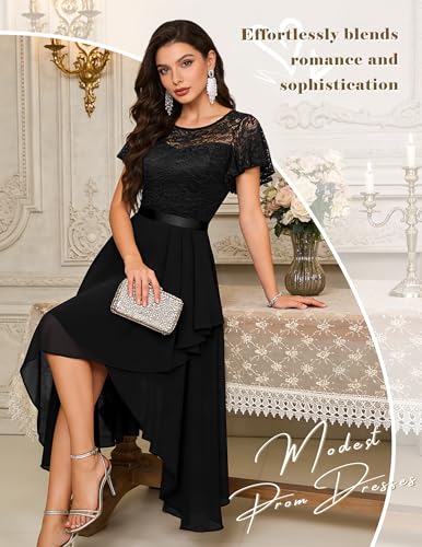Image of Wedtrend Women's Formal Wedding Guest Dress Ruffle Bridesmaid Dress Flutter Sleeve Prom Dresses for Teens